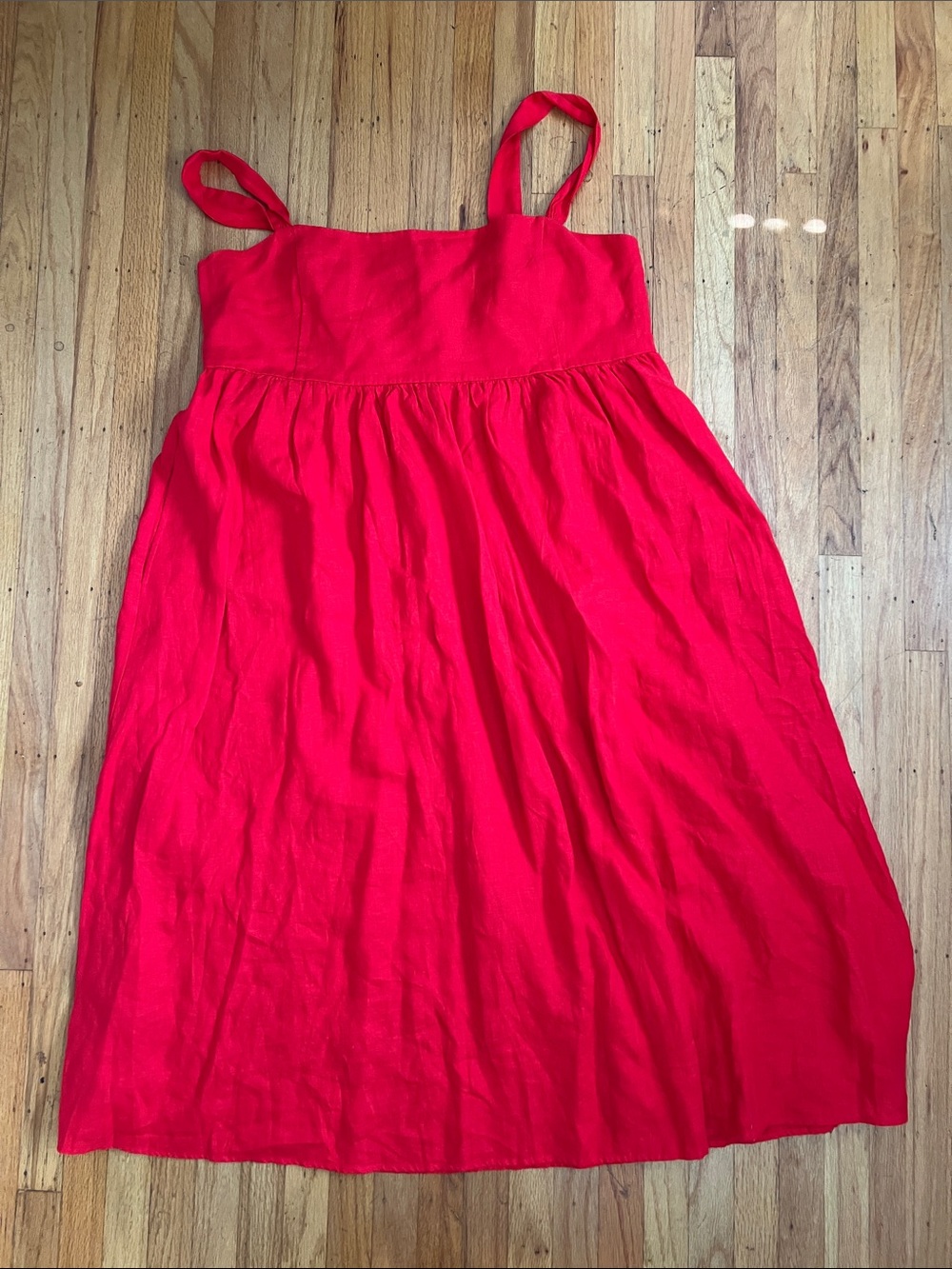 J. Crew Bright Red Sleeveless Maxi Dress 100% linen